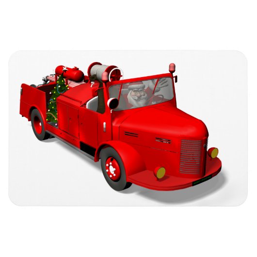 Sweet Santa Claus in Fire Engine Magneet (Horizontaal)