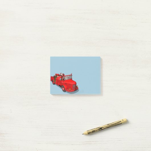Sweet Santa Claus in Fire Engine Post-it® Notes (Op bureau)