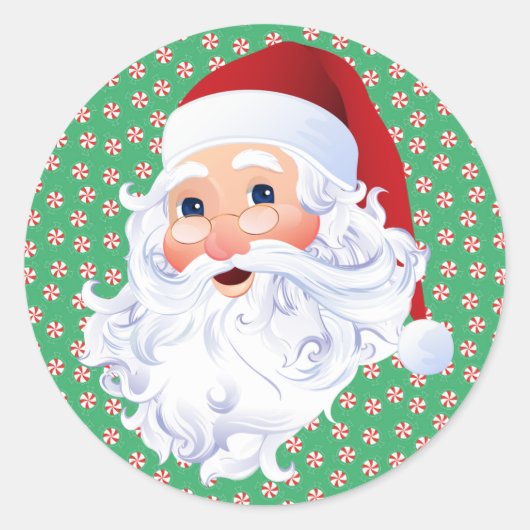 Sweet Santa Claus Kerst Pepermunt Snoep 20 Ronde Sticker (Voorkant)