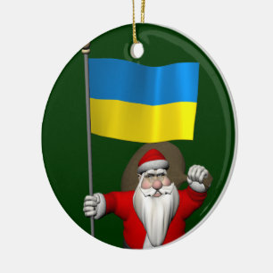 Sweet Santa Claus met aftekening van Oekraïne Keramisch Ornament