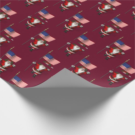 Sweet Santa Claus met de vlag van de VS Cadeaupapier (Hoek)