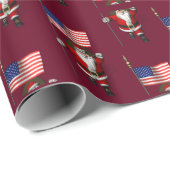 Sweet Santa Claus met de vlag van de VS Cadeaupapier (Rol Hoek)