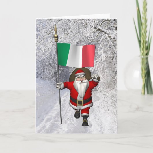 Sweet Santa Claus met de vlag van Italië Feestdagen Kaart (Voorkant)