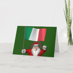Sweet Santa Claus met de vlag van Italië Feestdagen Kaart