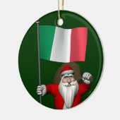 Sweet Santa Claus met de vlag van Italië Keramisch Ornament (Links)