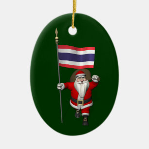 Sweet Santa Claus met de vlag van Thailand Keramisch Ornament