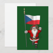 Sweet Santa Claus met de vlag van Tsjechië Feestdagenkaart (Voorkant / Achterkant)