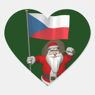 Sweet Santa Claus met de vlag van Tsjechië Hart Sticker