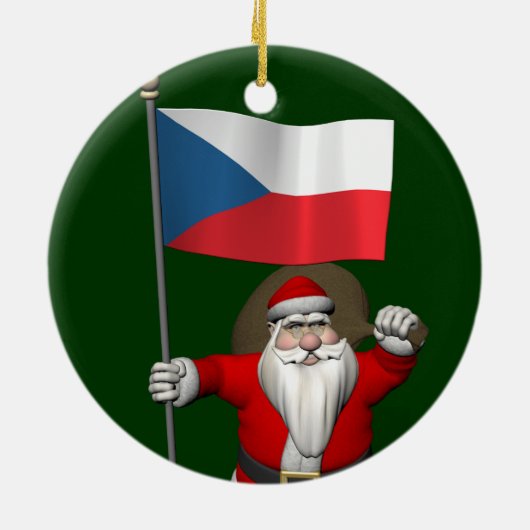 Sweet Santa Claus met de vlag van Tsjechië Keramisch Ornament (Achterkant)
