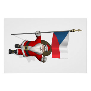 Sweet Santa Claus met de vlag van Tsjechië Perfect Poster