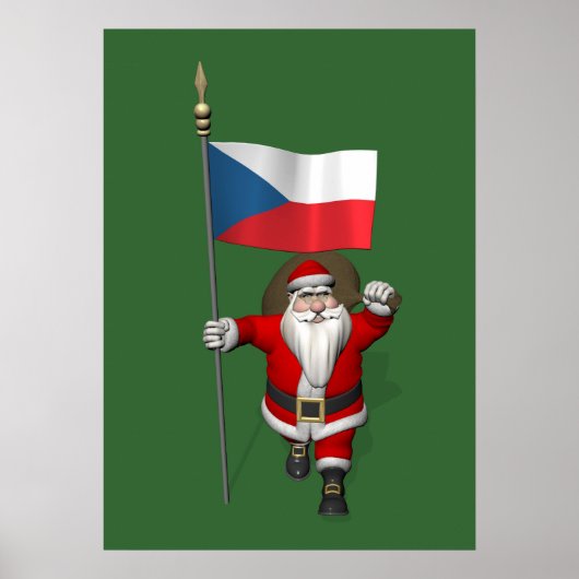 Sweet Santa Claus met de vlag van Tsjechië Poster (Voorkant)