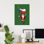 Sweet Santa Claus met de vlag van Tsjechië Poster (Thuiskantoor)