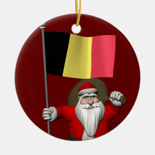 Sweet Santa Claus met het aftreden van België Keramisch Ornament (Voorkant)
