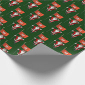 Sweet Santa Claus met vlag van Hongkong Cadeaupapier (Hoek)