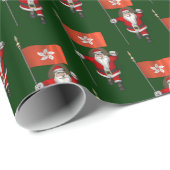 Sweet Santa Claus met vlag van Hongkong Cadeaupapier (Rol Hoek)