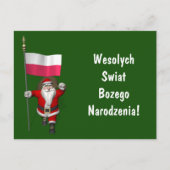 Sweet Santa Claus met vlag van Polen Feestdagenkaart (Voorkant)