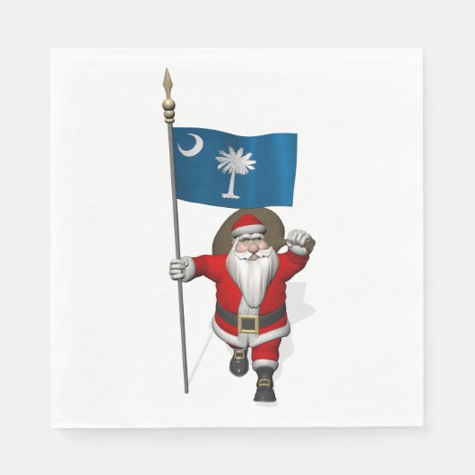 Sweet Santa Claus met vlag van South Carolina Servetten (Voorkant)