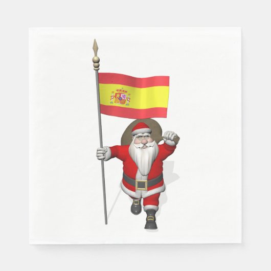 Sweet Santa Claus met vlag van Spanje Servet (Voorkant)