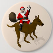 Sweet Santa Claus Riding op Kangaroo Ronde Button 6,0 Cm (Voorkant)