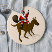 Sweet Santa Claus Riding op Kangaroo Ronde Button 6,0 Cm (In situ)