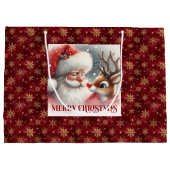 Sweet Santa Claus Rudolph Winter Holiday Gift Bag Groot Cadeauzakje (Achterkant)