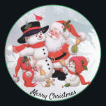 Sweet Santa en Snowman Kerstmis Sticker<br><div class="desc">Kerstaffels voor enveloppen (set van 20)</div>