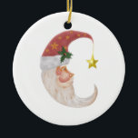 Sweet Santa Half Moon - voeg je eigen tekst toe Keramisch Ornament<br><div class="desc">Sweet Santa Half Moon - voeg je eigen tekst toe</div>