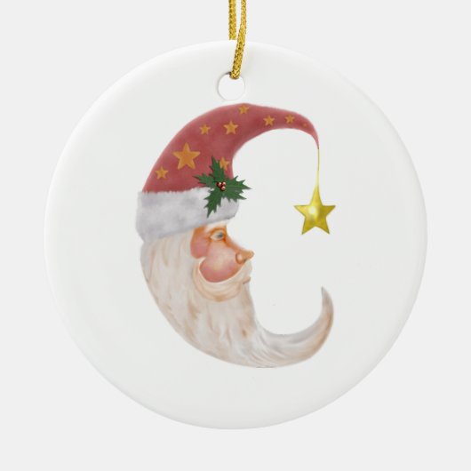 Sweet Santa Half Moon - voeg je eigen tekst toe Keramisch Ornament (Voorkant)