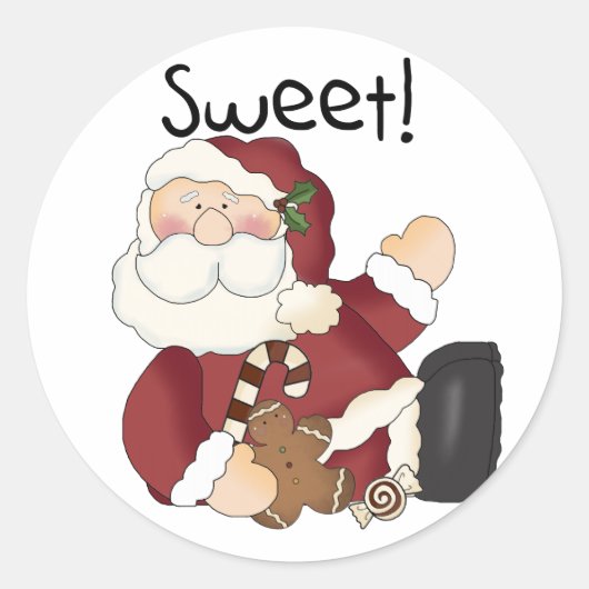 Sweet Santa Holiday Tshirts en Geschenken Ronde Sticker (Voorkant)