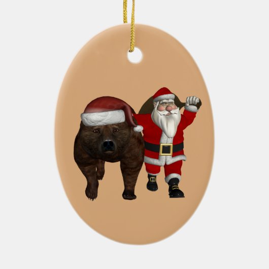 Sweet Santa Loves Beren Keramisch Ornament (Achterkant)