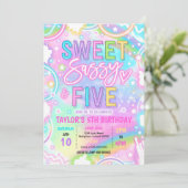 Sweet Sassy And Five Neon Rainbow 5th Birthday Kaart (Staand voorkant)