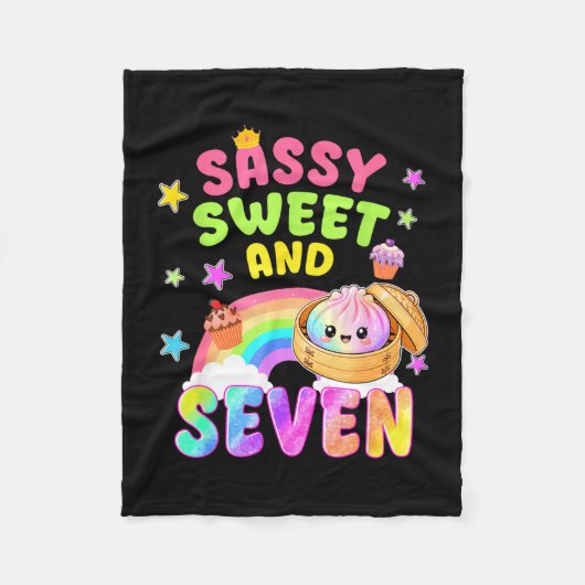 Sweet sassy and seven 7th bday rainbow dumpling fleece deken (Voorkant)
