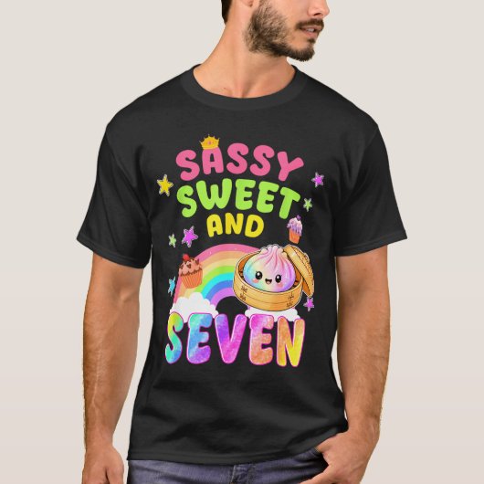 Sweet sassy and seven 7th bday rainbow dumpling t-shirt (Voorkant)