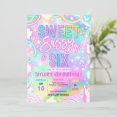 Sweet Sassy And Six Neon Rainbow 6th Birthday Kaart (Staand voorkant)