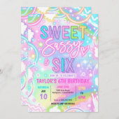 Sweet Sassy And Six Neon Rainbow 6th Birthday Kaart (Voorkant / Achterkant)