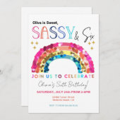 Sweet Sassy and six Rainbow magical 6th birthday Kaart (Voorkant / Achterkant)
