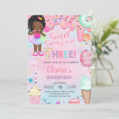 Sweet sassy and three girl 3rd birthday invitation kaart (Staand voorkant)