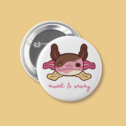 Sweet & Sassy Axolotl Napolitaans ijs Ronde Button 5,7 Cm