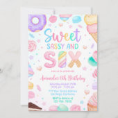 Sweet Sassy en 6 verjaardagen uitnodiging, 6e gebo Kaart (Voorkant)