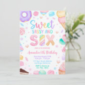 Sweet Sassy en 6 verjaardagen uitnodiging, 6e gebo Kaart (Staand voorkant)