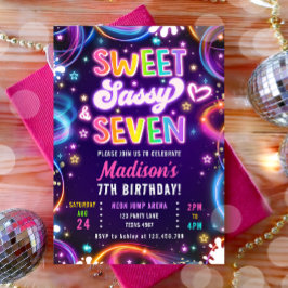 Sweet Sassy en 7 Neon Glow Girl Verjaardag Kaart