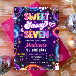Sweet Sassy en 7 Neon Glow Girl Verjaardag Kaart