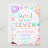 Sweet Sassy en 7 verjaardagen uitnodiging 7e Bday (Voorkant)