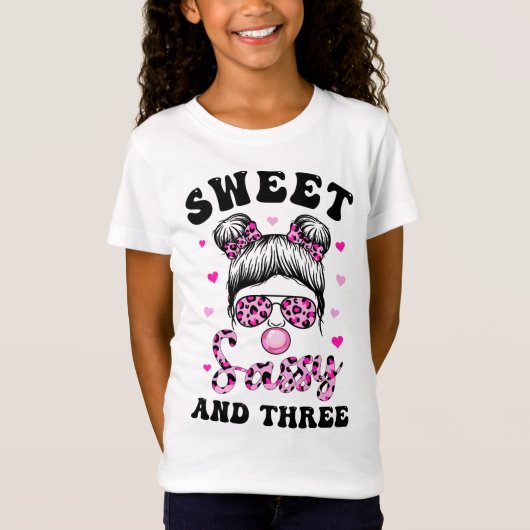 Sweet Sassy en Drie Bun Leopard Zonnebrillen T-shirt (Voorkant)