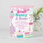 Sweet Sassy en Seven Ice Cream and Cake Verjaardag Kaart (Staand voorkant)