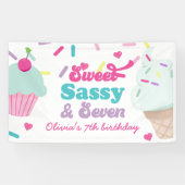 Sweet Sassy en Seven Ice Cream and Cake Verjaardag Spandoek (Horizontaal)