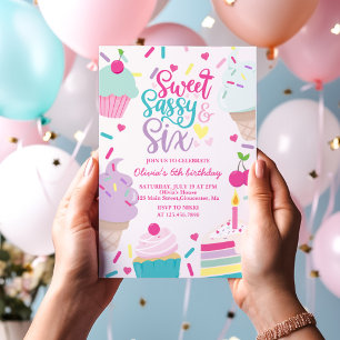 Sweet Sassy en Six Ice Cream and Cake Verjaardag Kaart