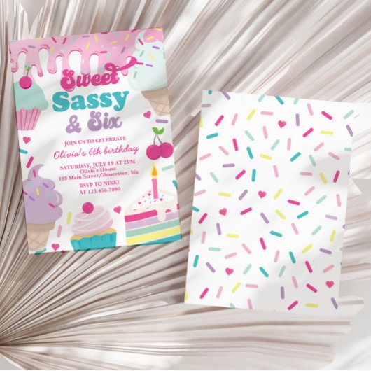 Sweet Sassy en Six Ice Cream and Cake Verjaardag Kaart
