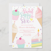 Sweet Sassy en Six Ice Cream and Cake Verjaardag Kaart (Voorkant)