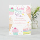 Sweet Sassy en Six Ice Cream and Cake Verjaardag Kaart (Staand voorkant)